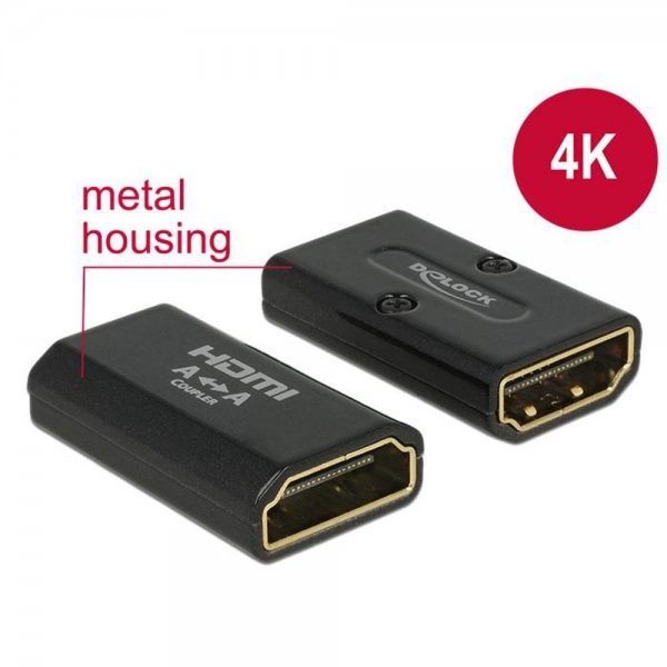 Delock Adapter HDMI mit Ethernet HDM Buchse 4K Gender Changer schwarz