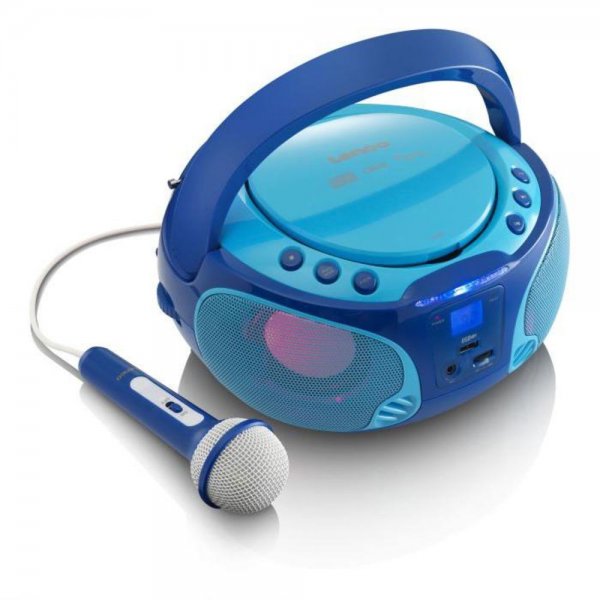 Lenco SCD-650 Blau Radio Tragbar Kinderradio CD-Spieler Karaoke Mikrofon Junge