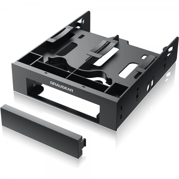 GRAUGEARr Einbaurahmen Frontblende 3 x HDD SSD 2x 2,5" + 1 x3,5" auf 5,25 Zoll Einbau Schacht für Festplatten Converter für 3,5" Frontblende