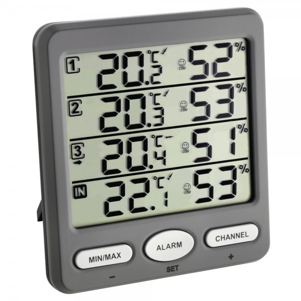 TFA 30.3054.10 "Klima-Monitor" Funk Thermometer Hygrometer mit 3 Sender