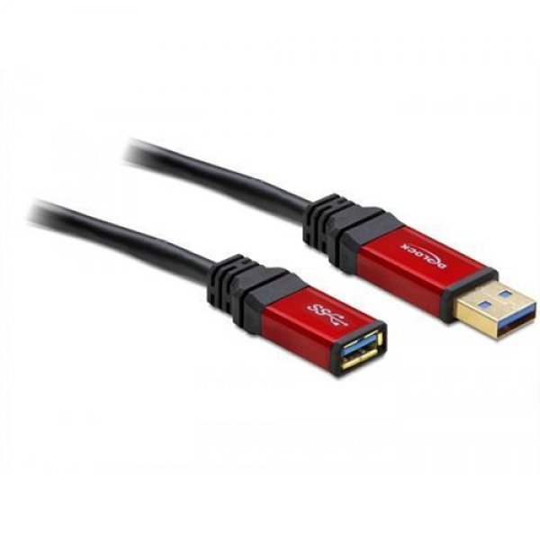 Delock Verlängerungskabel USB 3.0 Typ-A Stecker > Typ-A Buchse 5 m - schwarz/rot