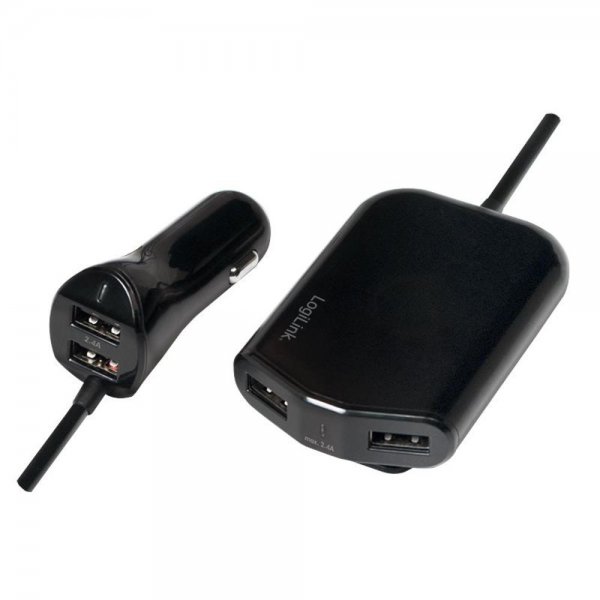 LogiLink PA0149 USB Kfz Netzteil Ladegerät Verteiler Hub für Vorder- & Rücksitze