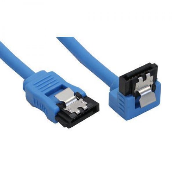 InLine® SATA 6Gb/s Anschlusskabel rund, abgewinkelt, blau, 0,3m
