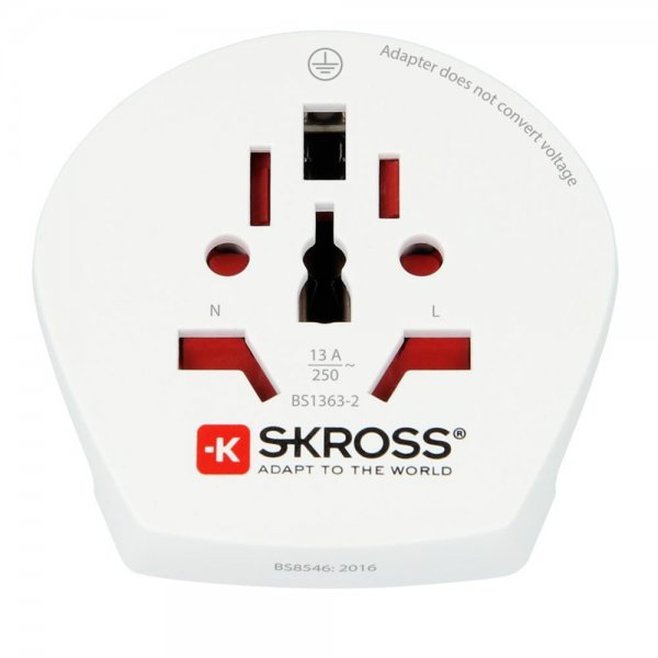 SKROSS Reisestecker "World to Europe" (Einzelartikel) Weiß für 2- und 3-polige Geräte