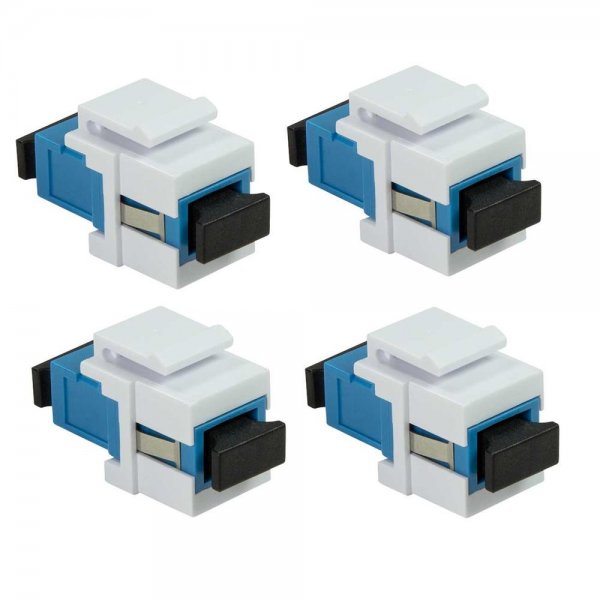 LogiLink 4er Set Professional Keystone Glasfaser Verbinder Kupplung SC-Simplex Singlemode blue/white