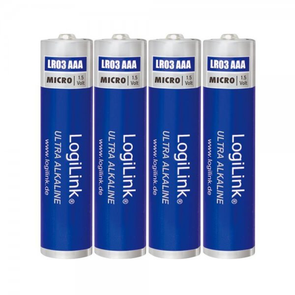 LogiLink Ultra Power AAA Alkaline Batterie LR03 Micro 1.5V, 4er Pack