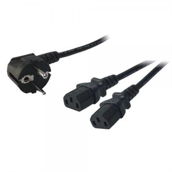 LogiLink CP101 Y-Netzkabel Stecker 90° auf 2x Kaltgerätebuchse IEC C13 1,50m