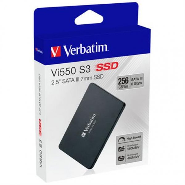 Verbatim Vi550 S3 SSD 256GB Interne 2,5" SATA III 7mm SSD-Laufwerk 3D NAND-Technologie