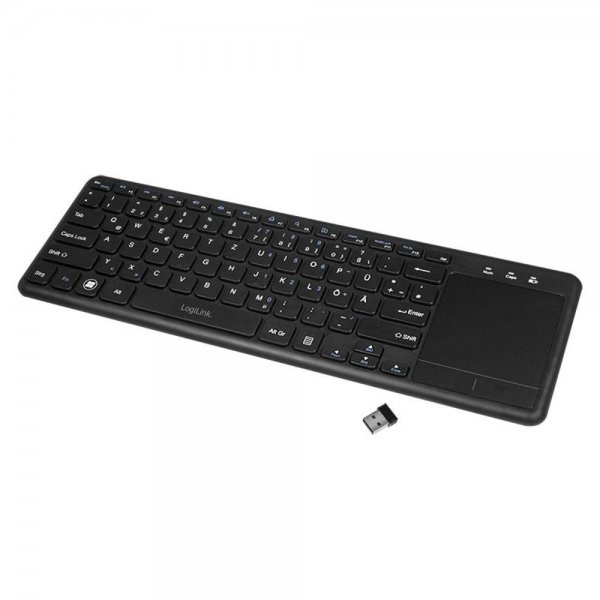 LogiLink Tastatur kabellos Wireless mit Touchpad 2,4 GHz schwarz Multimedia kompatibel PC to TV