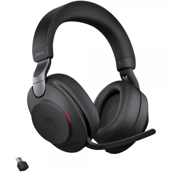 Jabra Evolve2 85 Wireless Headset mit Ladestation Noise Cancelling UC Zertifiziert Kopfhörer schwarz