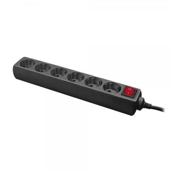 LogiLink LPS202B Steckdosenleiste Schutzkontakt 6-fach 1,4m mit Schalter schwarz