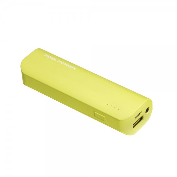 RealPower PB-2600 grün 2600 mAh Powerbank Mobiles Ladegerät LED Smartphone Akku Handy Zusatzakku USB