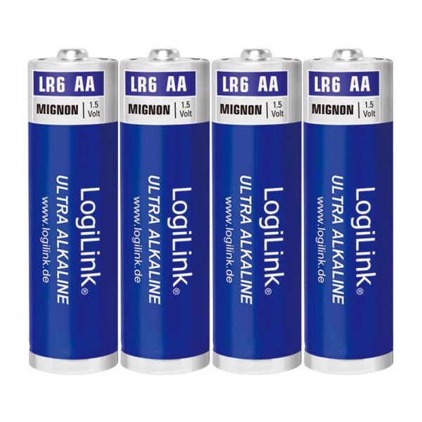 LogiLink Ultra Power AA Alkaline Batterie LR6 Mignon 1.5V, 4er Pack
