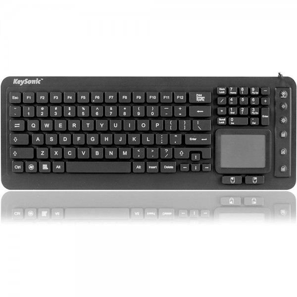 Keysonic KSK-6231INEL US-Layout Silikontastatur Touchpad und Beleuchtung QWERTY