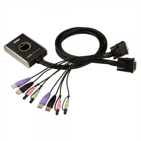 ATEN CS682 2-Port USB DVI/Audiokabel KVM Switch mit Remote-Port-Wähler