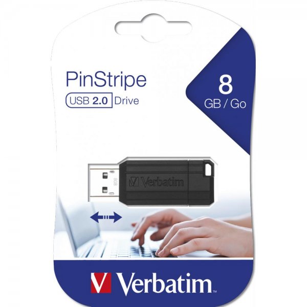 Verbatim PinStripe USB-Stick 8 GB Schwarz Schiebemechanismus USB 2.0