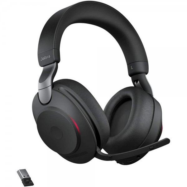 Jabra Evolve2 85 Wireless Headset mit Ladestation Noise Cancelling Kopfhörer USB-A Bluetooth schwarz
