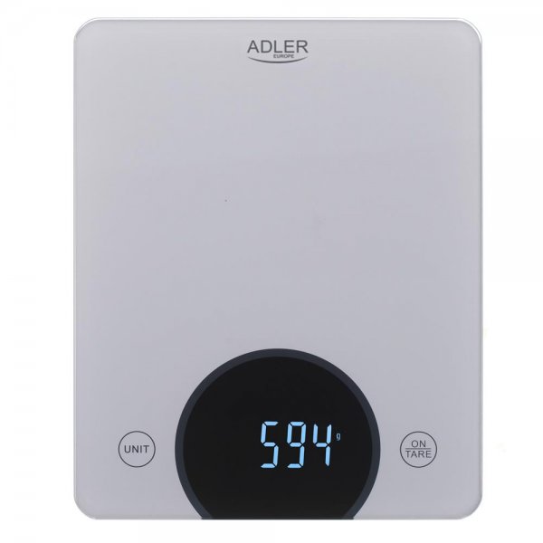Adler AD 3173 Küchenwaage digital LED Anzeige bis 10 kg silber Haushaltswaage Tara Funktion