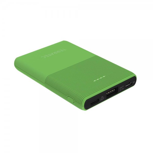TERRATEC P50 Pocket Green Flash 5.000mAh Mobiles Ladegerät Powerbank USB USB-C Smartphone Tablet PC