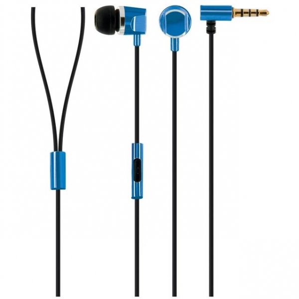 Schwaiger In-Ear Kopfhörer Metall Blau 3,5 mm Klinkenanschluss Headset mit integriertem Kabelmikrofon
