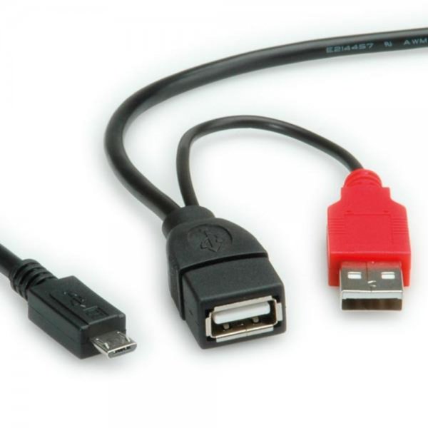 ROLINE USB 2.0 Y-Kabel 2x Typ A - Micro B 1 m schwarz