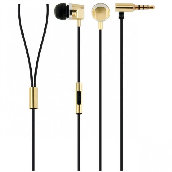 Schwaiger In-Ear Kopfhörer Metall Gold 3,5 mm Klinkenanschluss Headset mit integriertem Kabelmikrofon