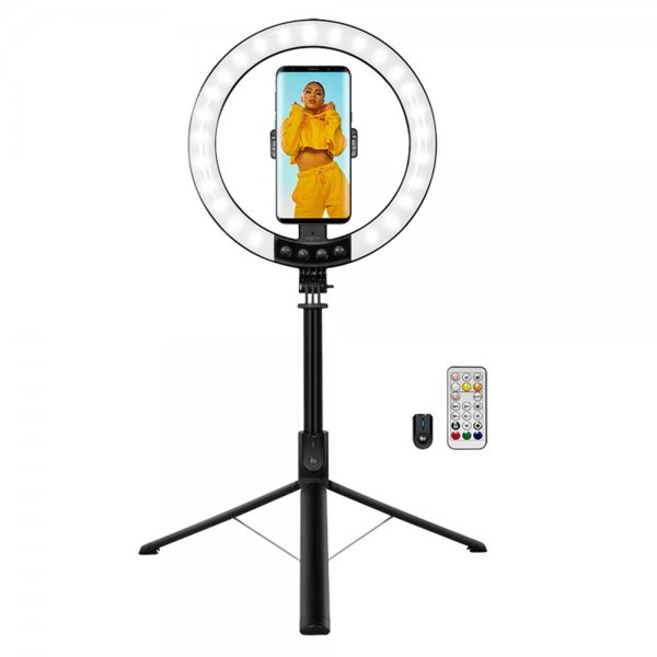 LogiLink Smartphone-Ringlicht mit Selfie-Stick-Stativ Fernauslöser 25 cm Durchmesser
