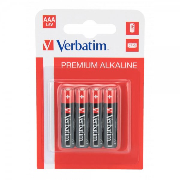 Verbatim AAA-Alkali-Batterien 1,5V 4er Pack AAA-LR03 Micro