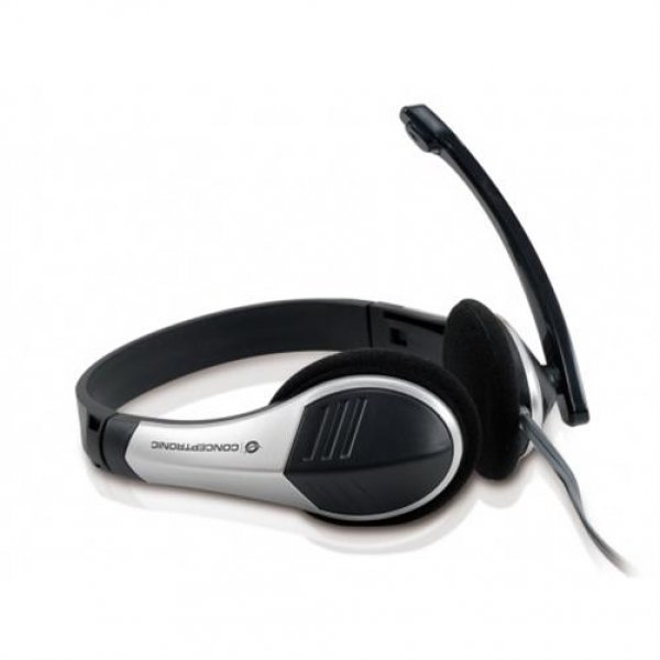 Conceptronic Stereo Headset Kopfbügel 3,5mm Klinke VOIP Chat Videokonferenz Mikrofon