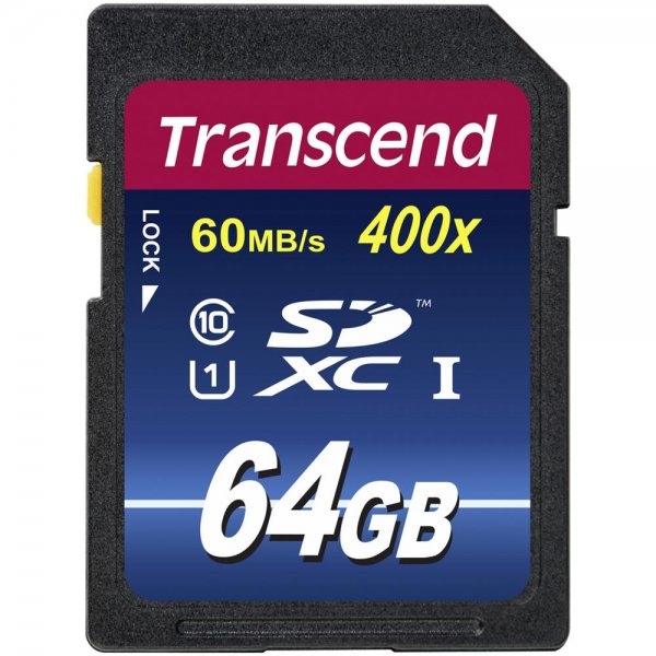 Transcend Premium 64GB Class 10 UHS-I 400x SDXC Speicherkarte TS64GSDU1