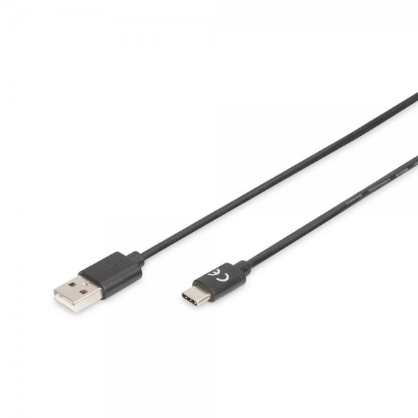 DIGITUS USB Type-C Verbindungskabel Typ-C auf Typ-A Stecker an Stecker 4m Schwarz