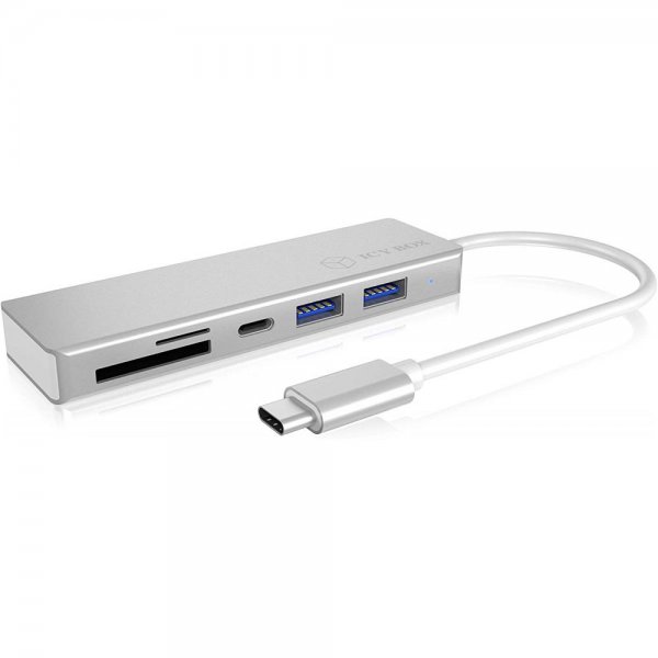 ICY BOX IB-HUB1413-CR 3-fach USB-C Hub und Kartenleser für SD und microSD