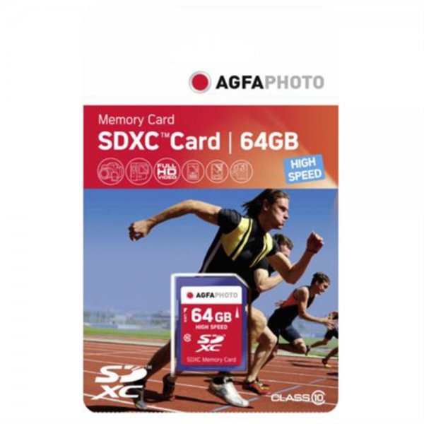 AgfaPhoto SDXC Speicherkarte 64 GB High Speed Class 10 UHS I
