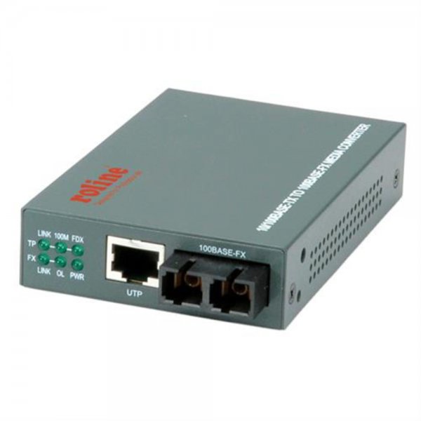 ROLINE Fast Ethernet Konverter RJ45 / SC Multimode Glasfaser mit Netzteil