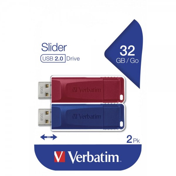 Verbatim 2er Pack Slider USB-Stick 32 GB Multipack Doppelpack