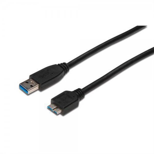 DIGITUS 1m USB 3.0 Anschlusskabel A/St - mikroB/St Verbindungskabel schwarz