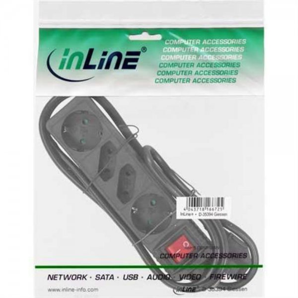 InLine InLine® Steckdosenleiste, schwarz, 4-fach mit Sc # 16443S