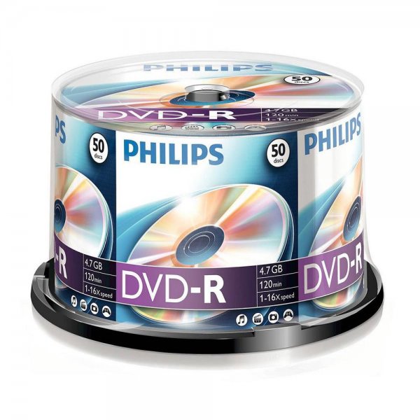 Philips DVD-R Rohlinge 4,7 GB 120 Min. 16x Speed 50er Spindel # DM4S6B50F/00