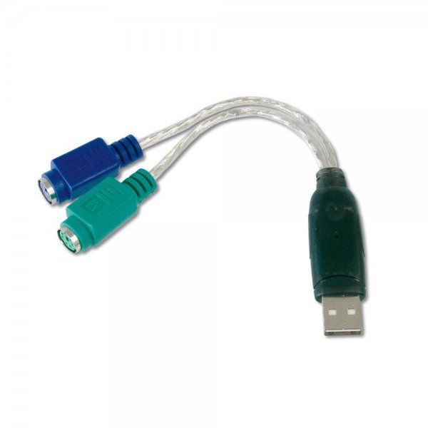 DIGITUS USB zu 2x PS/2 Adapter Plug&Play 2x Mini-DIN 6Pin Buchse Maus Tastatur Anschluss