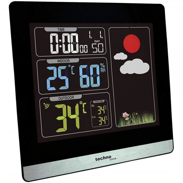 Technoline WS 6448 moderne Wetterstation mit Farbdisplay Funkuhr Alarm Temperatur