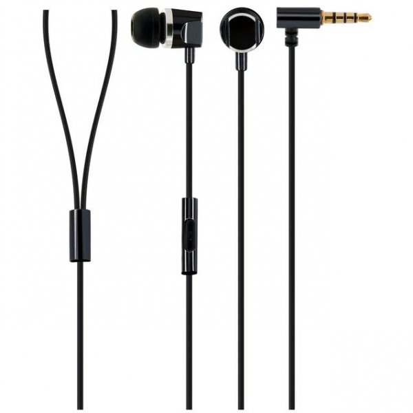 Schwaiger In-Ear Kopfhörer Metall Schwarz 3,5 mm Klinkenanschluss Headset mit integriertem Kabelmikrofon