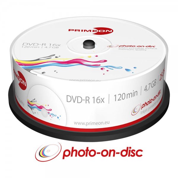 25x Top DVD-R Rohlinge 4,7GB 120Min 16x Spindel bedruckbar Premium-Beschichtung