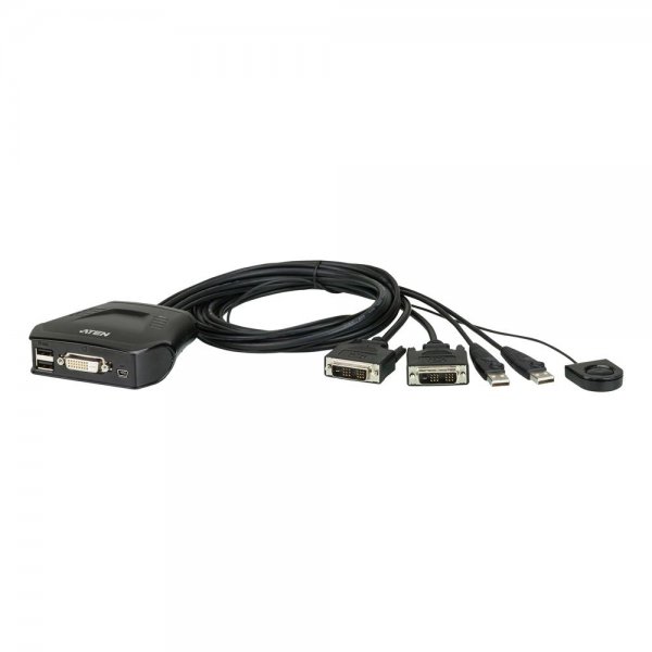 ATEN CS22D 2-Port USB DVI-Kabel KVM Switch mit Remote-Port-Wähler