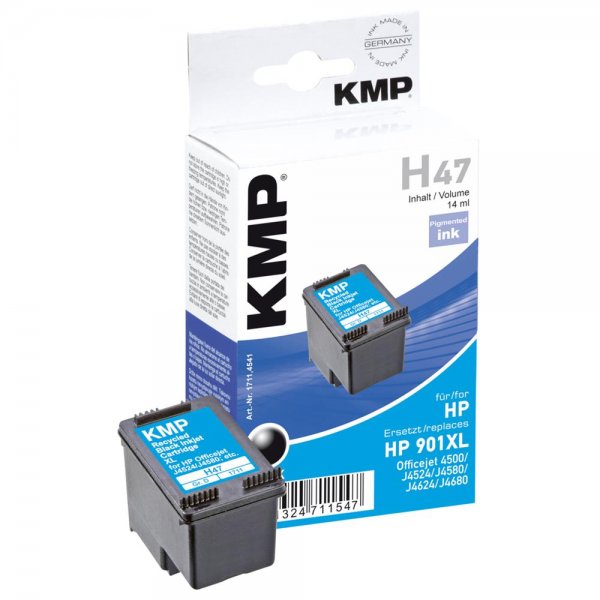KMP H47 Tintenpatrone schwarz komp. mit HP CC 654 AE Nr. 901XL