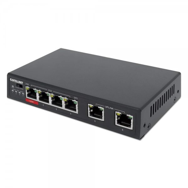 Intellinet 6-Port Fast Ethernet Switch mit 4 PoE-Ports 1x High-Power PoE