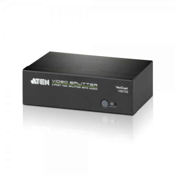 ATEN VS0102 2-Port VGA Audio Splitter RS-232 450 MHz Schwarz