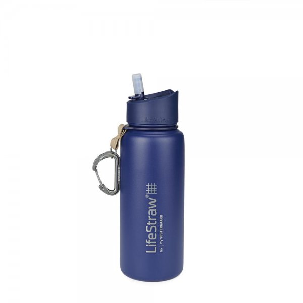 LifeStraw Go Trinkflasche mit 2 Stufen Filter 700 ml Edelstahl Blau Wasserfilter Wasserflasche