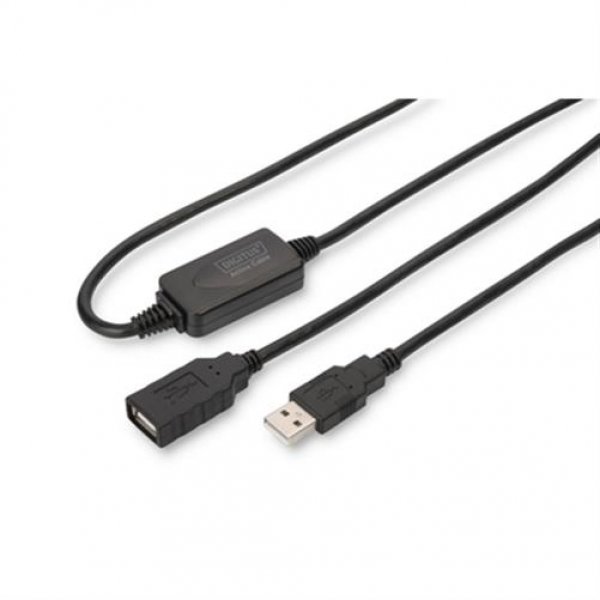 DIGITUS USB 2.0 Verlängerungskabel Repeater Kabel USB A Stecker / Buchse 15m Schwarz Verlängerung