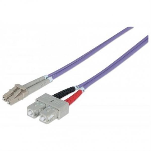 Intellinet Glasfaser LWL-Anschlusskabel, Duplex, Multi, Violett, 20m, OM4, LC/SC