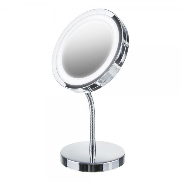 Adler AD 2159 Kosmetikspiegel LED Make Up Spiegel beleuchtet tragbar rund silber Handspiegel